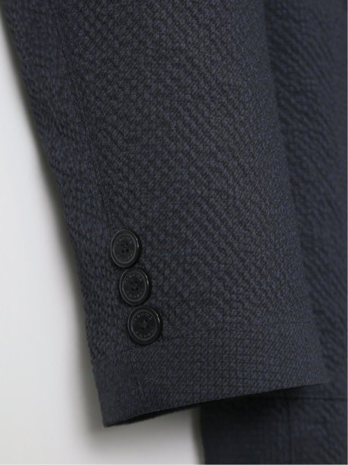 ドットプリント スリムフィット 2ボタンジャケット 紺(セットアップ可能)