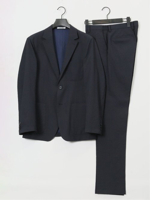 ドットプリント スリムフィット 2ボタンジャケット 紺(セットアップ可能)