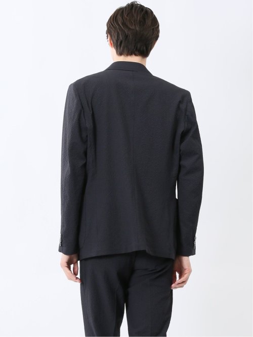 ドットプリント スリムフィット 2ボタンジャケット 紺(セットアップ可能)