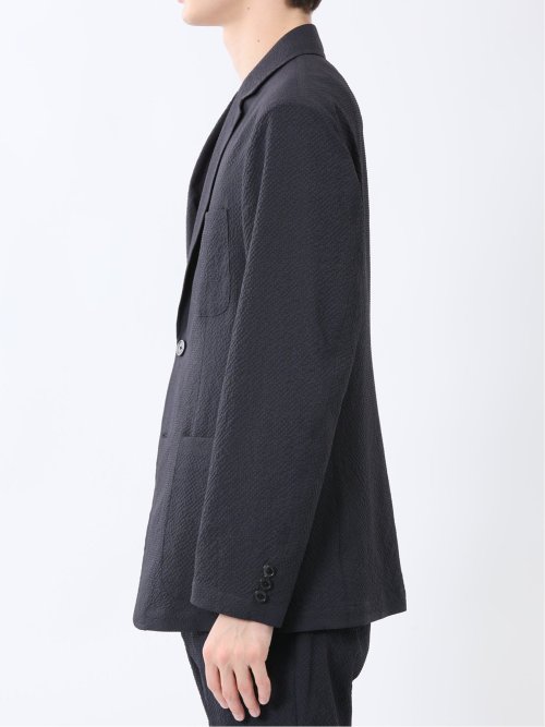 ドットプリント スリムフィット 2ボタンジャケット 紺(セットアップ可能)