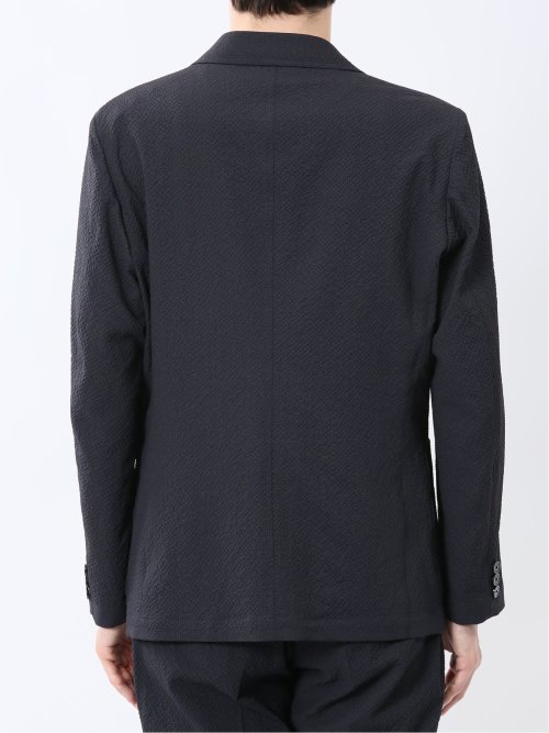 ドットプリント スリムフィット 2ボタンジャケット 紺(セットアップ可能)