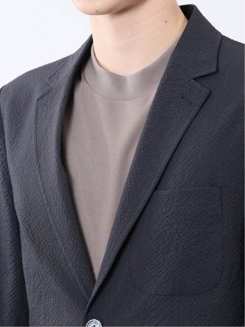 ドットプリント スリムフィット 2ボタンジャケット 紺(セットアップ可能)