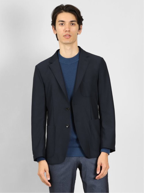 スーパーストレッチメランジ 2ボタンスリムジャケット 紺