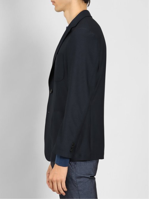 スーパーストレッチメランジ 2ボタンスリムジャケット 紺