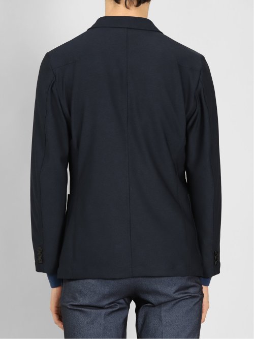 スーパーストレッチメランジ 2ボタンスリムジャケット 紺