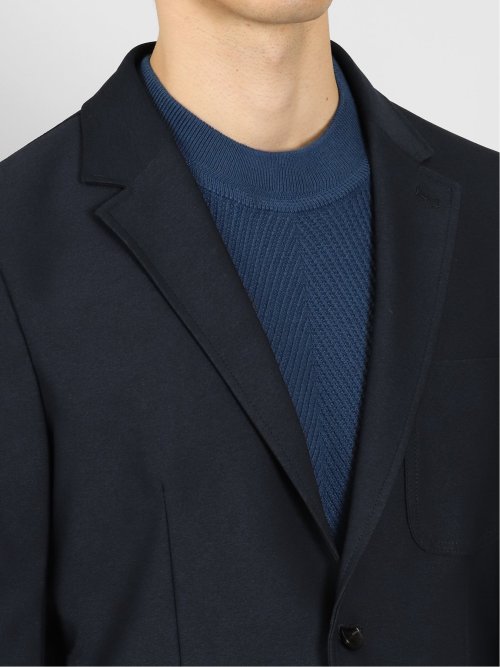 スーパーストレッチメランジ 2ボタンスリムジャケット 紺