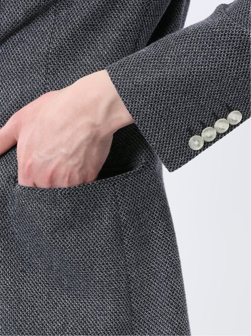 からみニット スリムフィット 2ボタンジャケット 紺