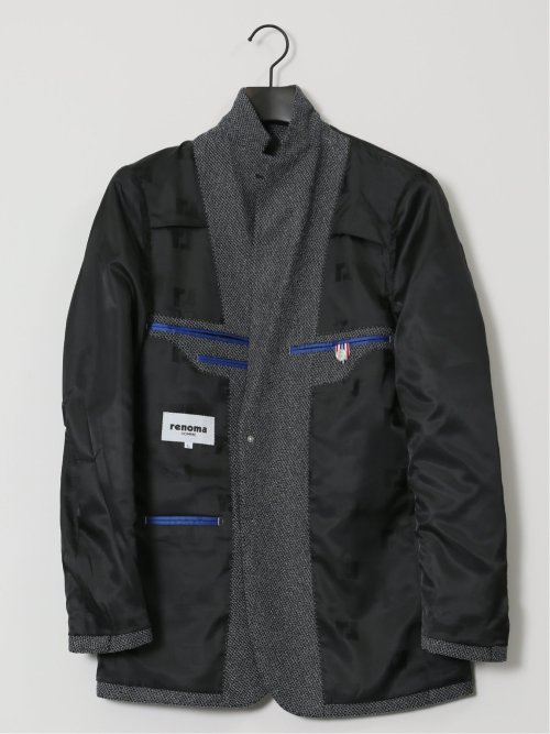 からみニット スリムフィット 2ボタンジャケット 紺