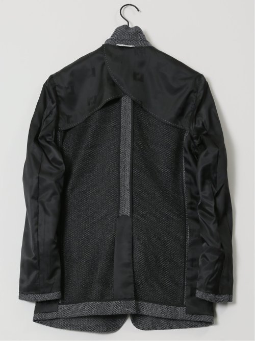 からみニット スリムフィット 2ボタンジャケット 紺