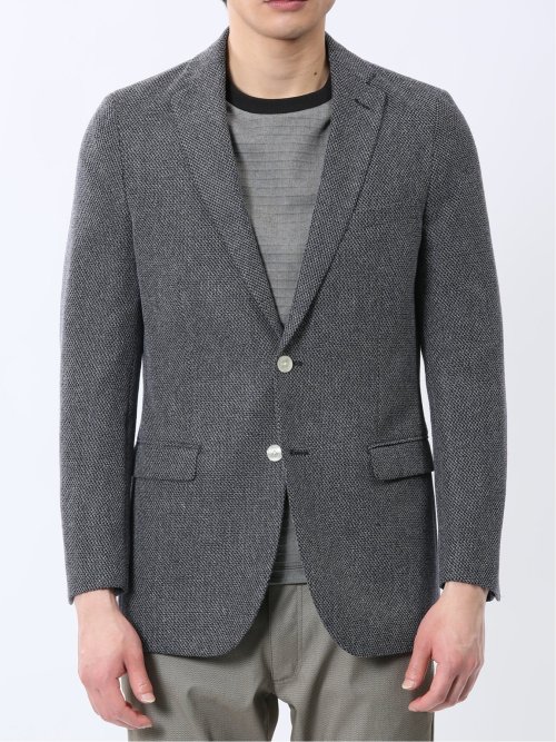 【ほぼ未使用】レノマオム からみ織り 2ボタン テーラードジャケット【春夏】 セール】【表地ストレッチ】レノマ オム からみ織りニット 2ボタン