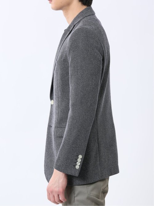 からみニット スリムフィット 2ボタンジャケット 紺