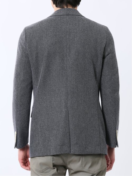 からみニット スリムフィット 2ボタンジャケット 紺