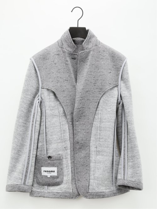 セーターフリースカルゼ スリムフィット 2ボタンジャケット グレー