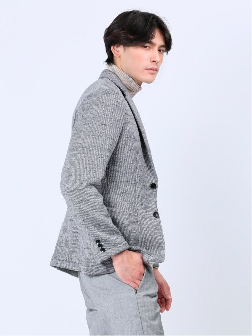 セーターフリースカルゼ スリムフィット 2ボタンジャケット グレー
