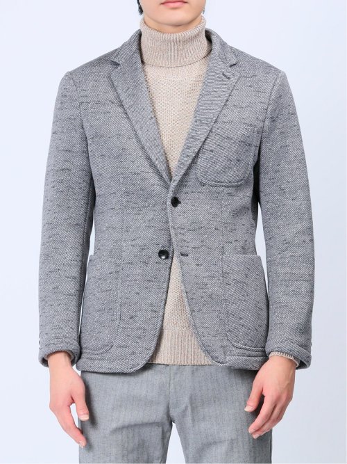 セーターフリースカルゼ スリムフィット 2ボタンジャケット グレー