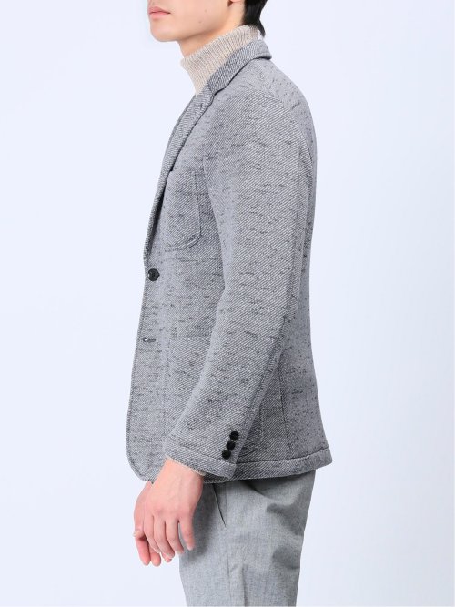 セーターフリースカルゼ スリムフィット 2ボタンジャケット グレー