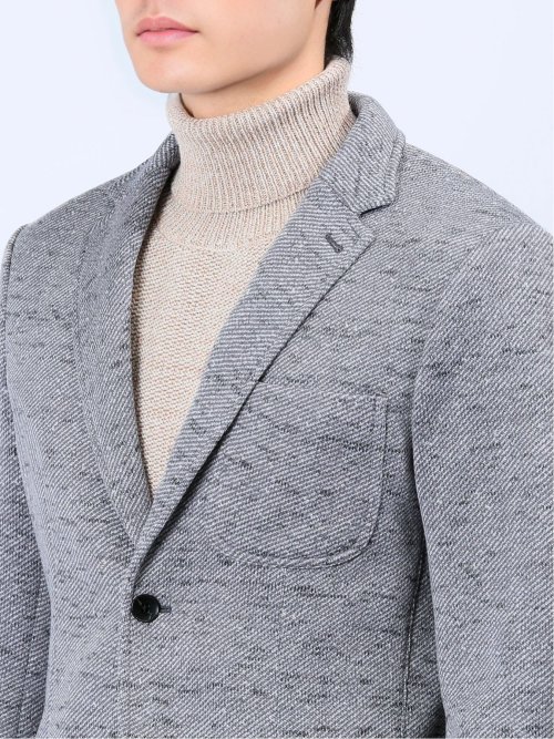 セーターフリースカルゼ スリムフィット 2ボタンジャケット グレー
