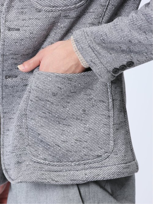 セーターフリースカルゼ スリムフィット 2ボタンジャケット グレー