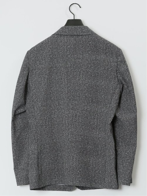 軽量 スリムフィット 2ボタンジャケット プリント黒(セットアップ可能)