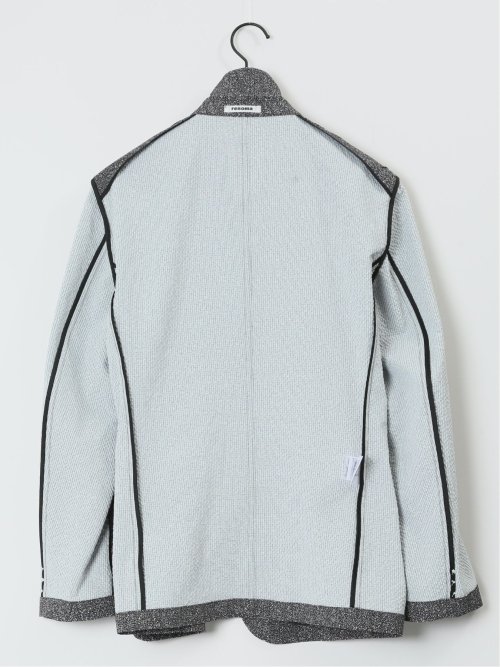 軽量 スリムフィット 2ボタンジャケット プリント黒(セットアップ可能)