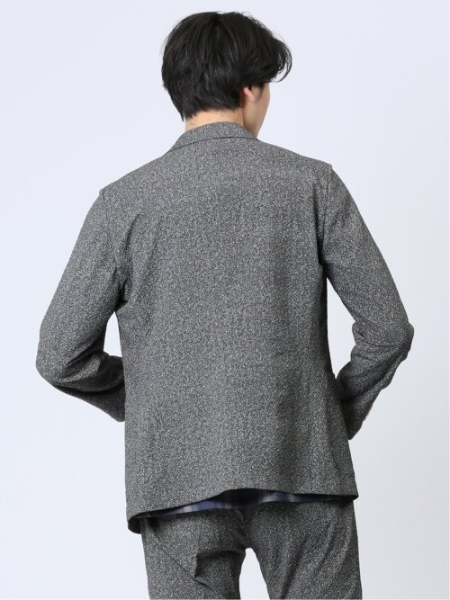 軽量 スリムフィット 2ボタンジャケット プリント黒(セットアップ可能