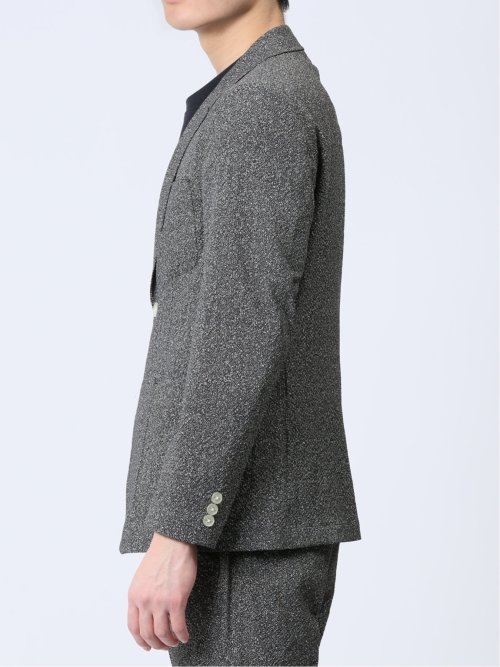 軽量 スリムフィット 2ボタンジャケット プリント黒(セットアップ可能)