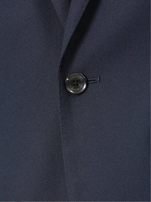 ウール混ストレッチ スリムフィット 2ボタンジャケット 紺