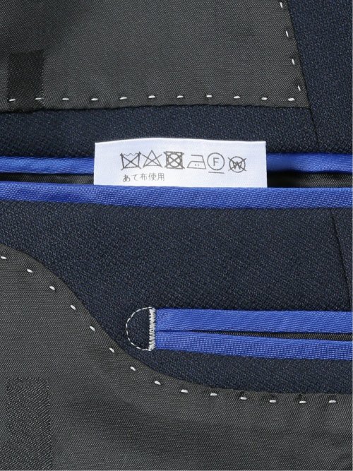 ウール混ストレッチ スリムフィット 2ボタンジャケット 紺