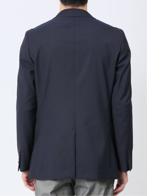 ウール混ストレッチ スリムフィット 2ボタンジャケット 紺