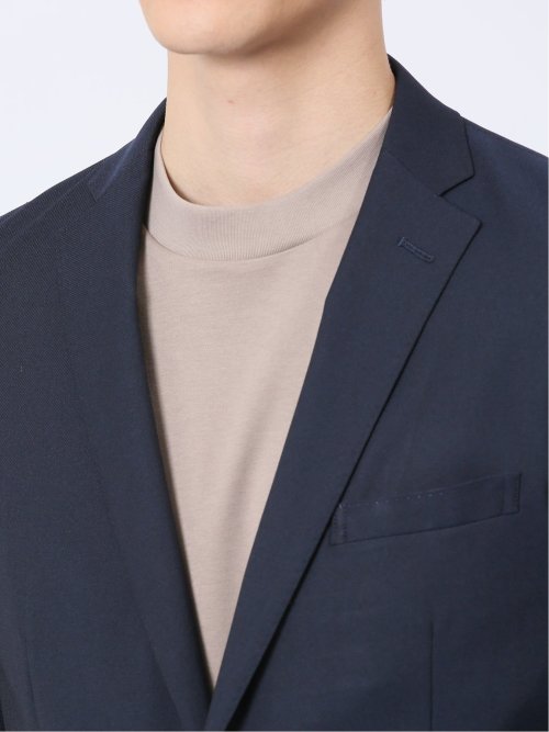 ウール混ストレッチ スリムフィット 2ボタンジャケット 紺