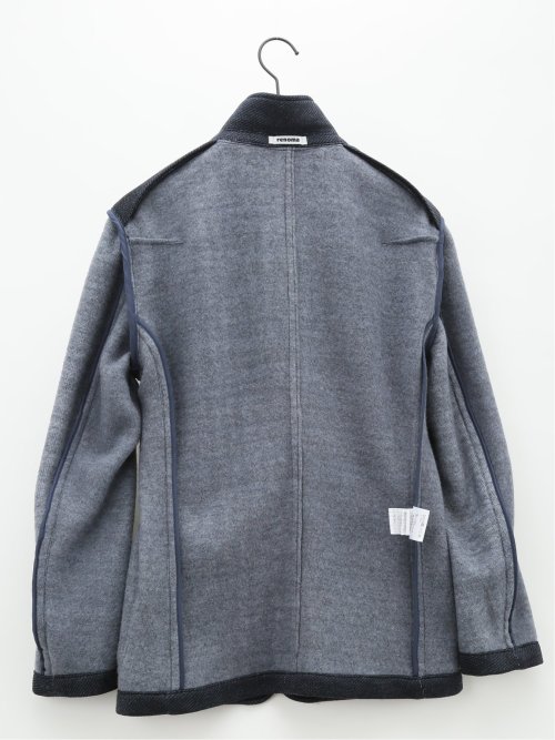 セーターフリースカルゼ スリムフィット 2ボタンジャケット 紺
