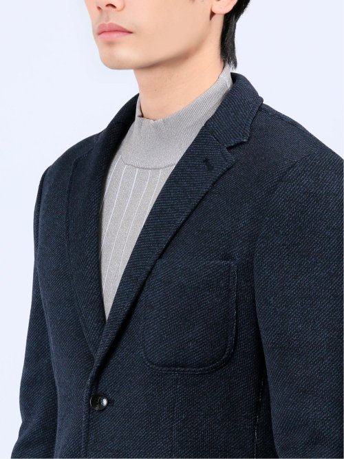 セーターフリースカルゼ スリムフィット 2ボタンジャケット 紺