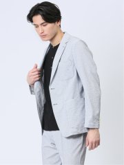 軽量 スリムフィット 2ボタンジャケット プリントライトグレー(セットアップ可能)