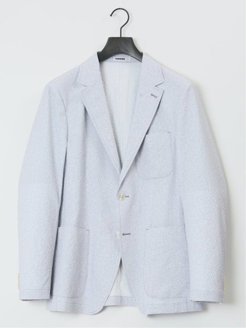 軽量 スリムフィット 2ボタンジャケット プリントライトグレー(セットアップ可能)