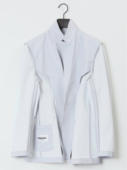 軽量 スリムフィット 2ボタンジャケット プリントライトグレー(セットアップ可能)
