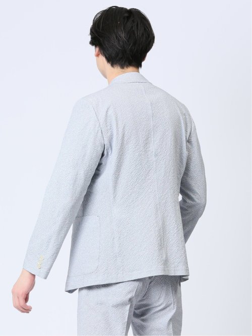 軽量 スリムフィット 2ボタンジャケット プリントライトグレー(セットアップ可能)