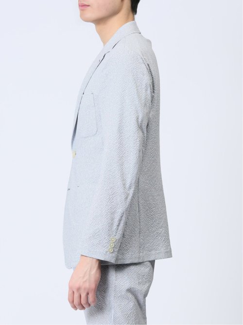 軽量 スリムフィット 2ボタンジャケット プリントライトグレー(セットアップ可能)