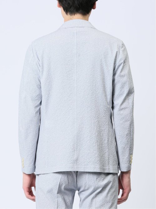 軽量 スリムフィット 2ボタンジャケット プリントライトグレー(セットアップ可能)