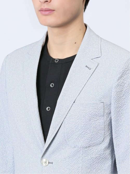 軽量 スリムフィット 2ボタンジャケット プリントライトグレー(セットアップ可能)