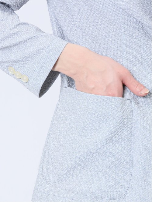 軽量 スリムフィット 2ボタンジャケット プリントライトグレー