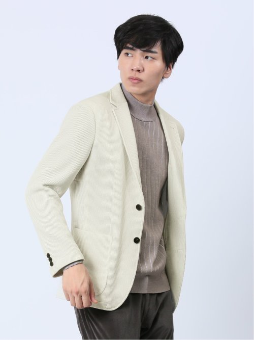 クォーターゲージ スリムフィット 2ボタンジャケット アイボリー