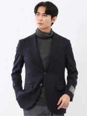 ストレッチウール スリムフィット 2ボタンジャケット 紺