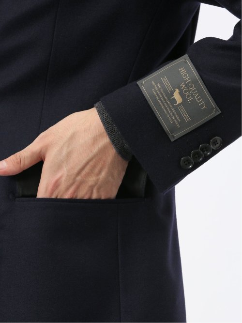 ストレッチウール スリムフィット 2ボタンジャケット 紺