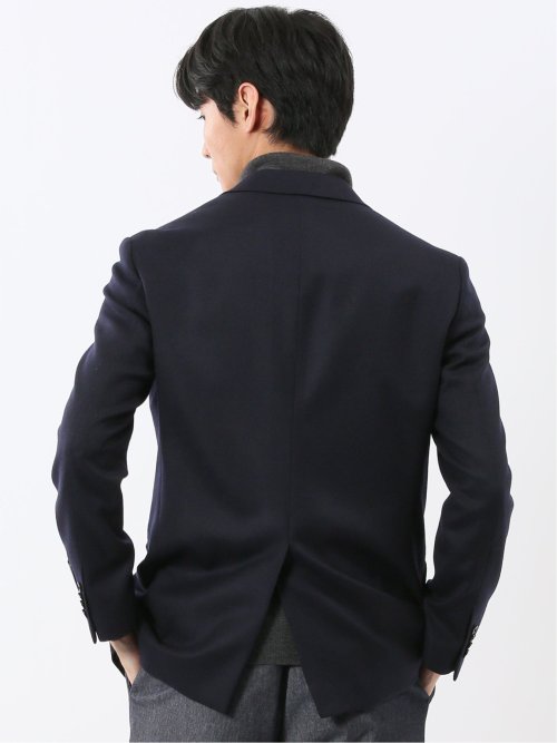 ストレッチウール スリムフィット 2ボタンジャケット 紺