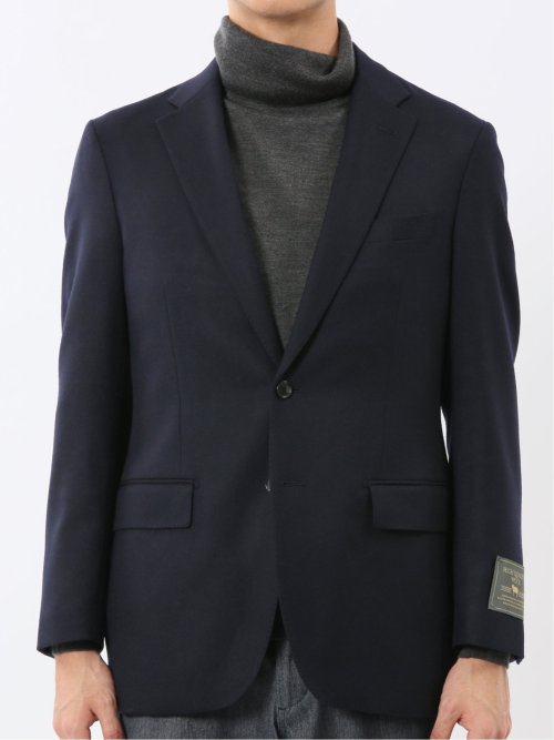 ストレッチウール スリムフィット 2ボタンジャケット 紺