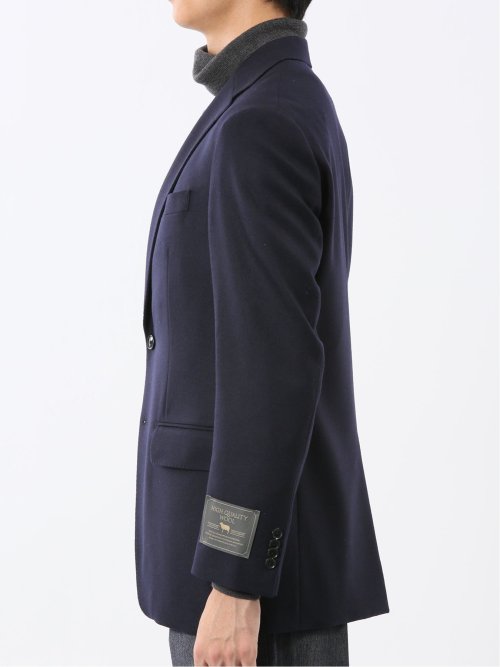 ストレッチウール スリムフィット 2ボタンジャケット 紺