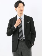 ストレッチウール スリムフィット 2ボタンジャケット 黒
