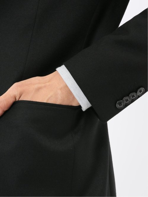 ストレッチウール スリムフィット 2ボタンジャケット 黒