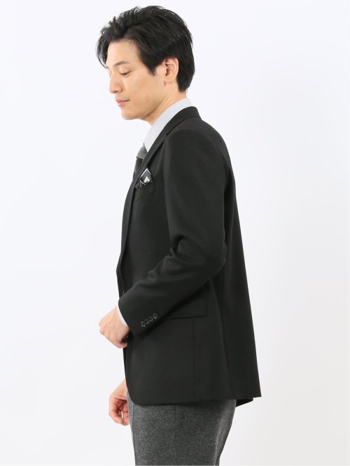 ストレッチウール スリムフィット 2ボタンジャケット 黒