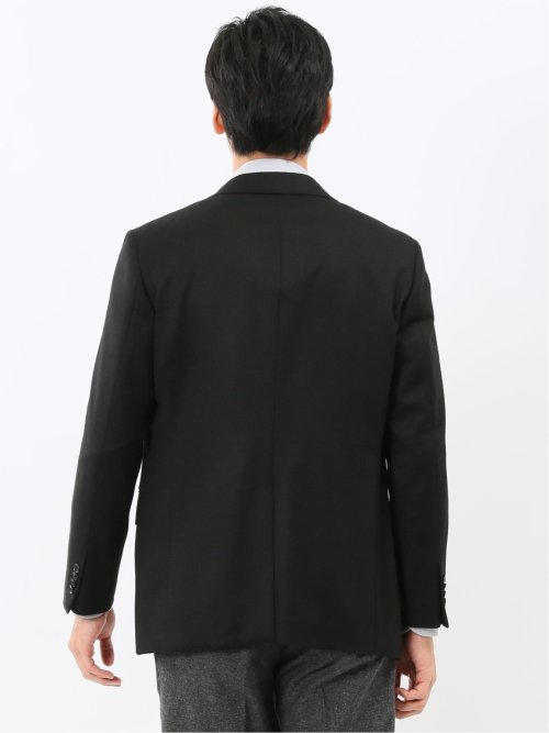 ストレッチウール スリムフィット 2ボタンジャケット 黒